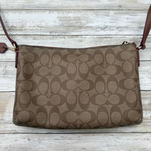 Coach Purse Signature East West Pop Crossbody Bag F52657 Brown Gold - Picture 5 of 16